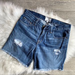 Current Elliot Roll High Destroy Denim Short Mid